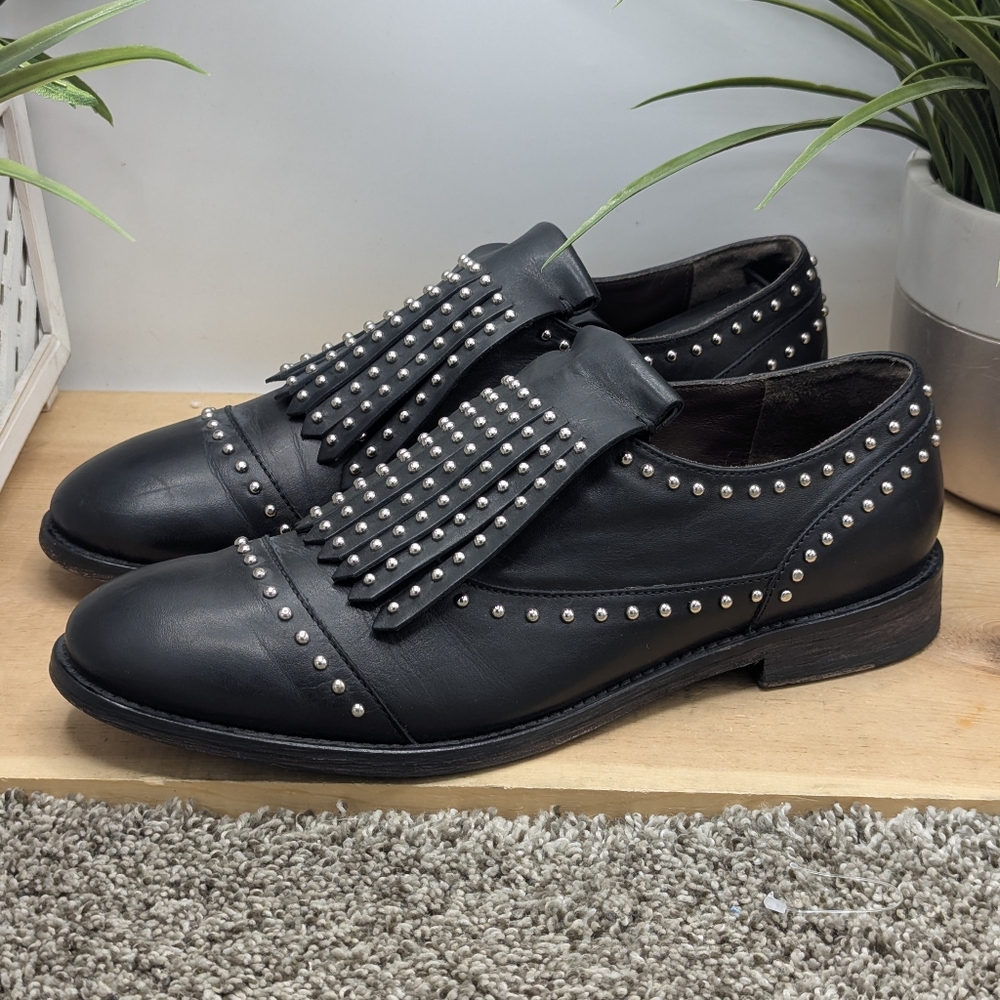 Boemos By Vero Cuoio Black Leather Studded Women's Size 41 (US 10.5/11) Shoes
